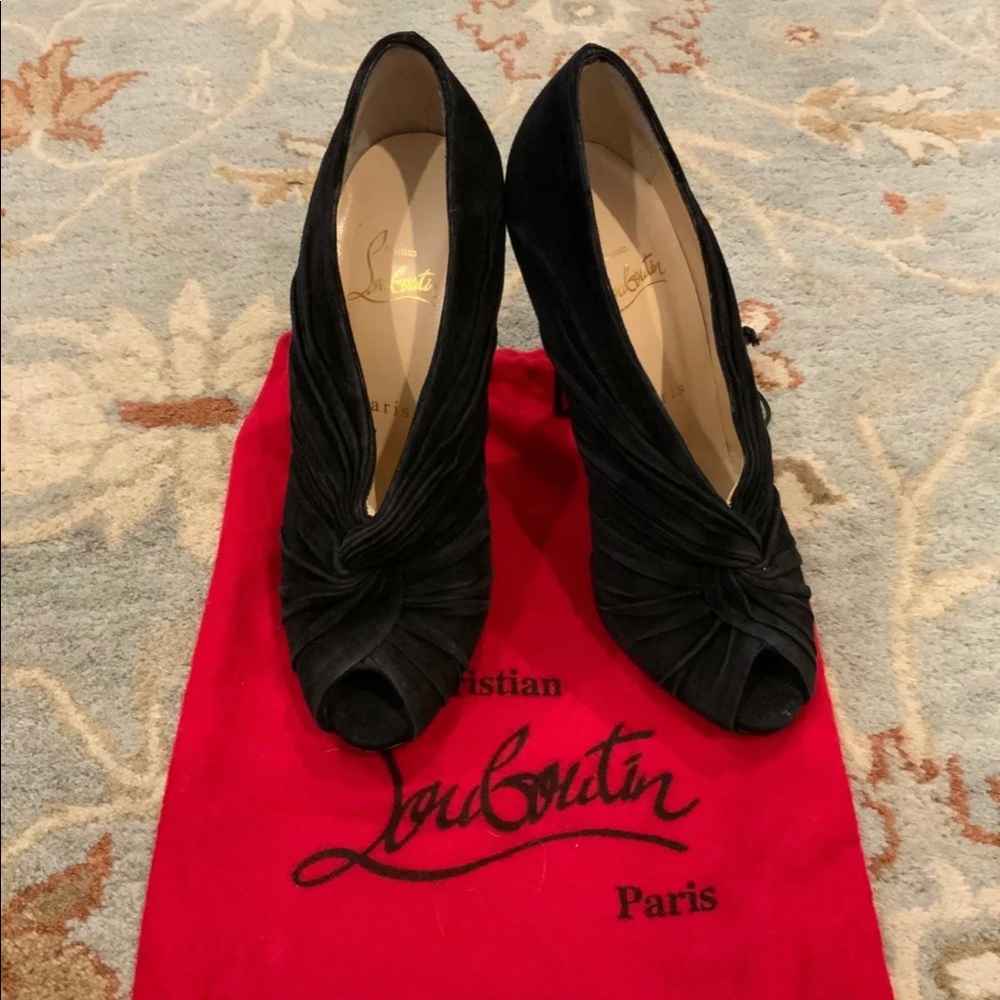 Christian Louboutin Suede Peep-Toe Pumps